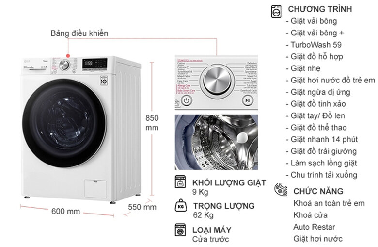 3.Thông số kỹ thuật của máy giặt FV1409S3W
