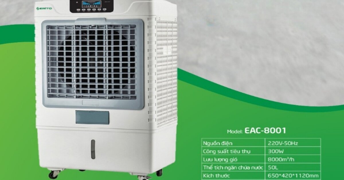 Quạt điều hòa Erito EAC-8001: Công suất mạnh mẽ mang đến làn gió mát lành cho không gian của bạn
