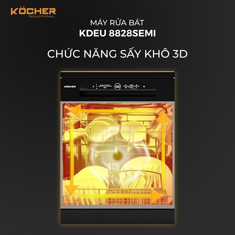 Khả năng sấy khô 3D của máy rửa bát KDEU 8828 SEMI hiện đại