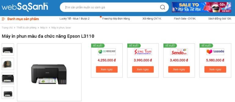 Máy in phun màu Epson L3110 - Giá tham khảo khoảng 4 triệu đồng