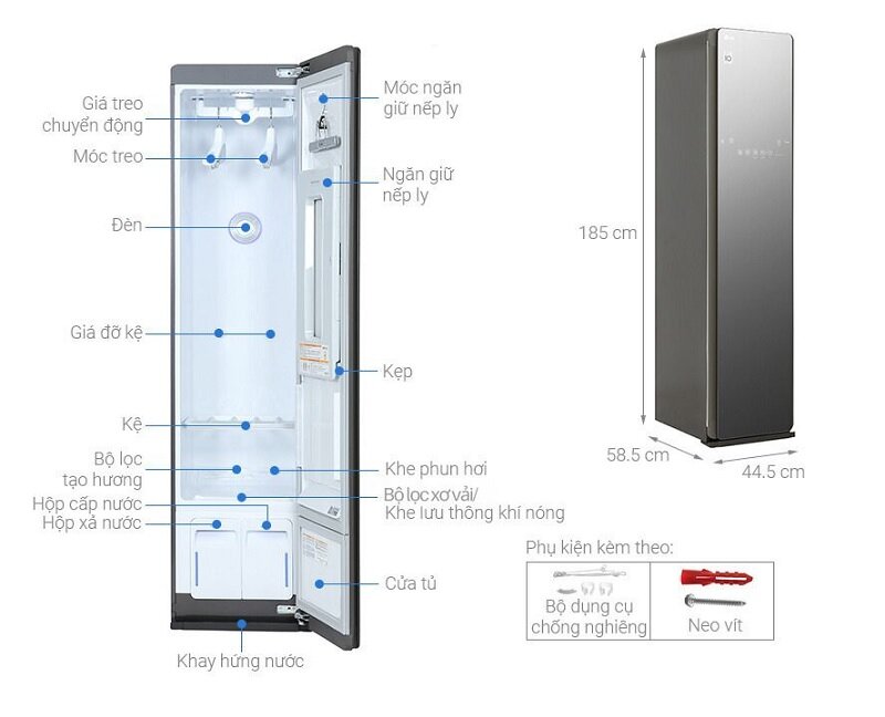 Hướng dẫn sử dụng tủ chăm sóc quần áo LG Styler 5.2 kg S3MFC (S3MF) chi tiết cho người mới