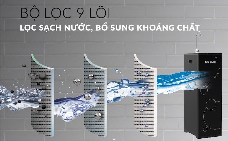 Máy lọc nước RO Sunhouse SHA8889K có công suất lọc và bình chứa nước lớn.