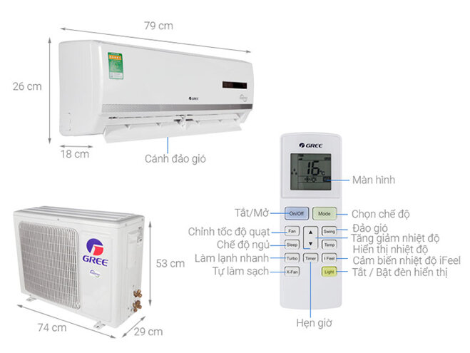 điều hòa Gree 9000BTU 2 chiều Inverter