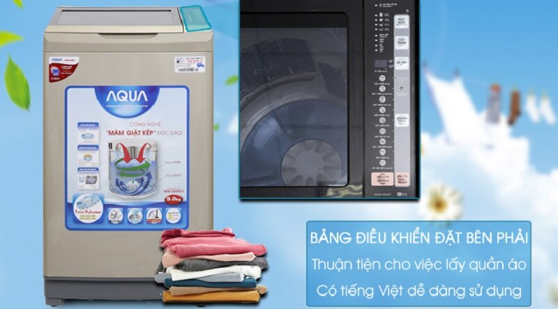 Top 5 máy giặt Aqua 9kg Inverter cửa trên tốt giá rẻ đáng mua hiện nay