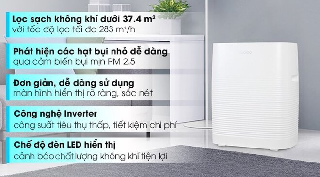 Máy lọc không khí Cuckoo CAC-C1220FW được trang bị nhiều tính năng cao cấp.