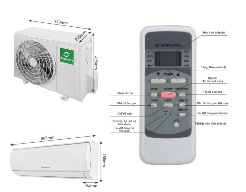 Chỉ 3 triệu sở hữu ngay điều hòa Nagakawa NS-C12R1M05 làm mát tốt cho phòng 20m2