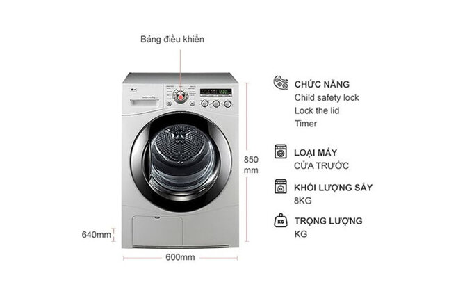 máy sấy quần áo LG DR80BW