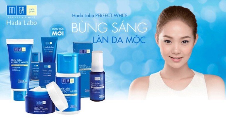 Hada Labo PERFECT WHITE dưỡng trắng sâu từ trong mạng lưới tế bào với tác động đa hợp của Arbutin tinh khiết, Vitamin C và dưỡng chất HA.