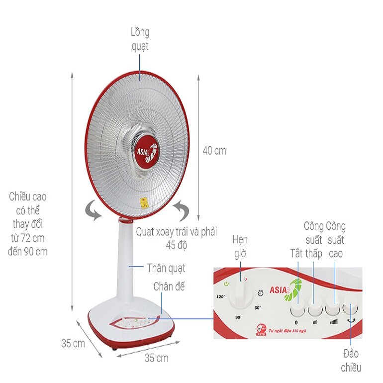 Quạt sưởi Saiko HF-800H - 800W