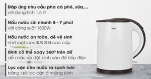 Review bình đun siêu tốc Midea 1.5 lít MK-15D có tốt không