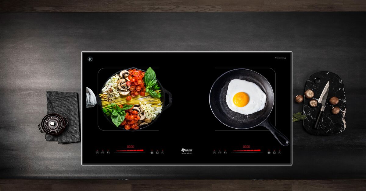 Review chi tiết bếp từ âm 2 vùng nấu Arber AB551