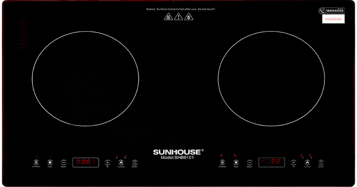 Review chi tiết bếp từ Sunhouse SHB9101 2 vùng nấu