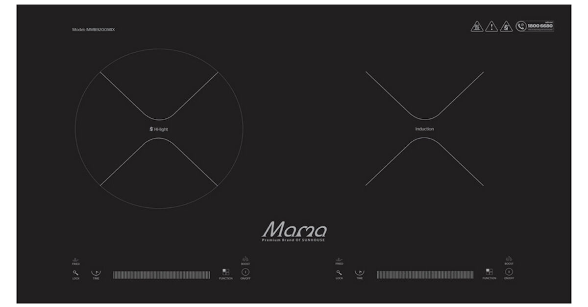 Review chi tiết về bếp đôi điện từ hồng ngoại Sunhouse Mama mmb9200mix