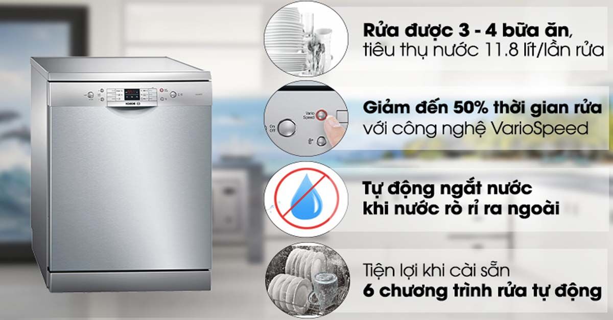 Review chi tiết về máy rửa bát Bosch SMS63L08EA
