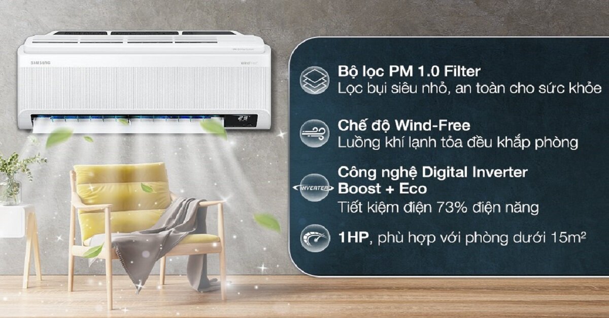 Review điều tiết Samsung 9000BTU một chiều Inverter AR10BYAAAWKNSV