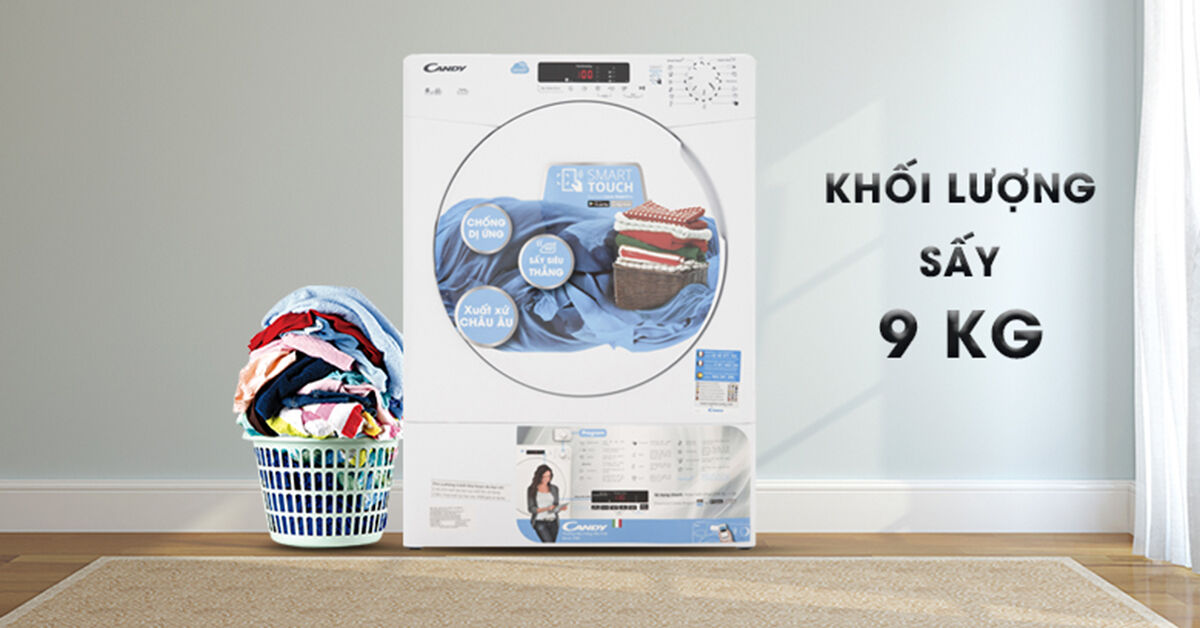 Review dòng máy sấy quần áo Candy 9kg CS V9DF-S
