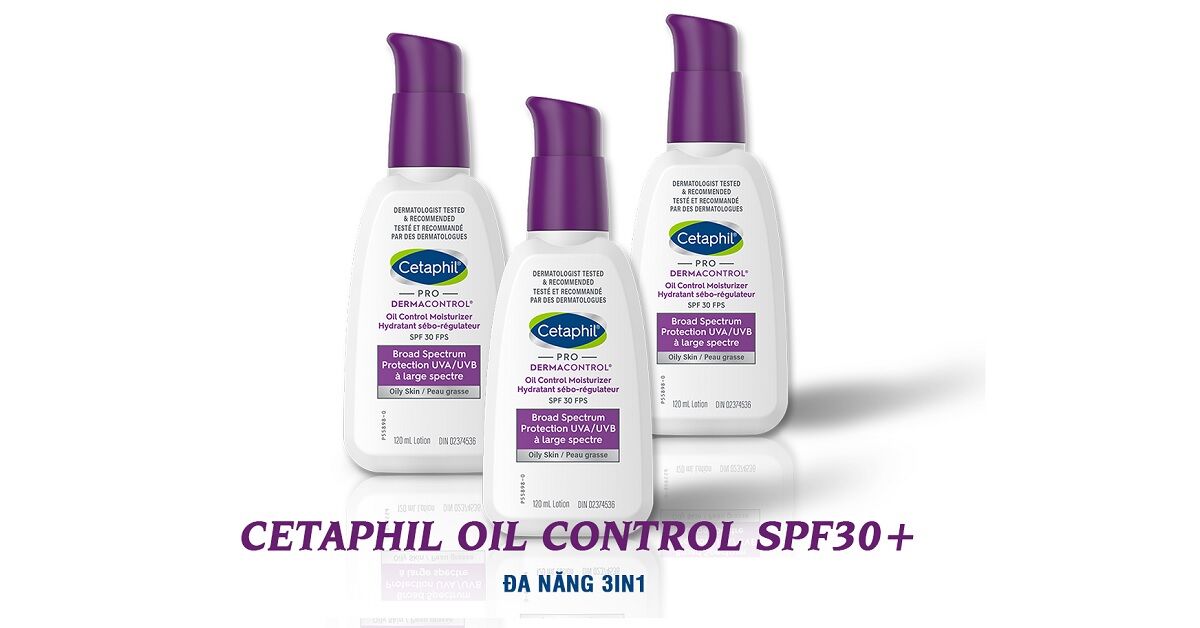 Review kem chống nắng cho da dầu mụn Cetaphil Dermacontrol Oil Control Moisturizer SPF30