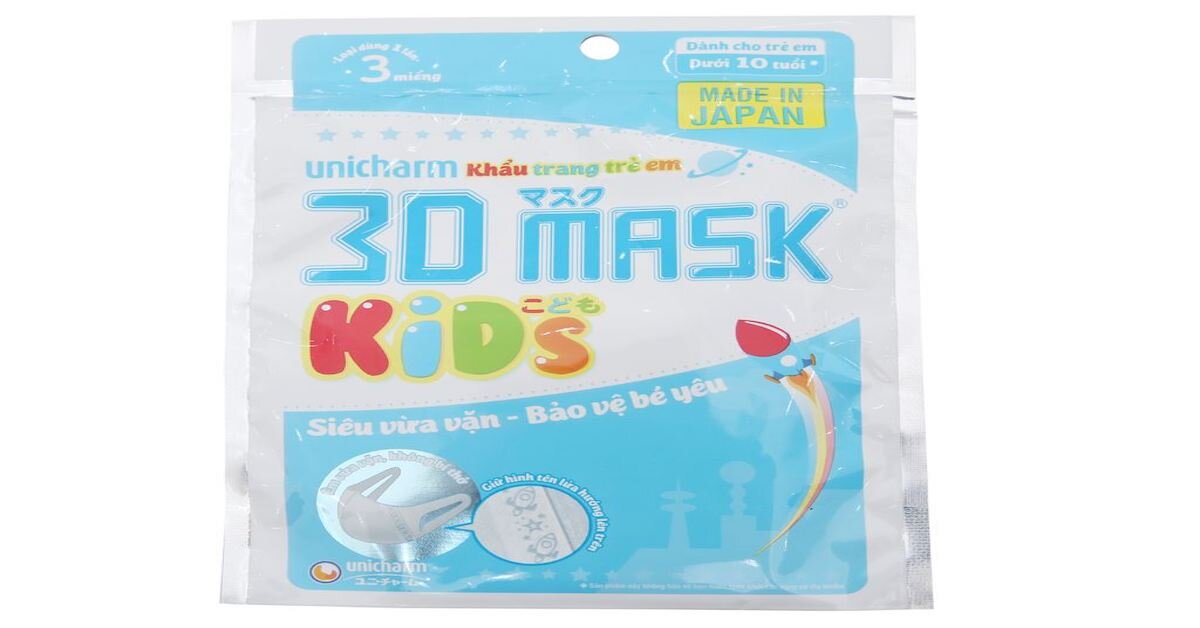 Review khẩu trang 3D cho bé Unicharm Nhật Bản