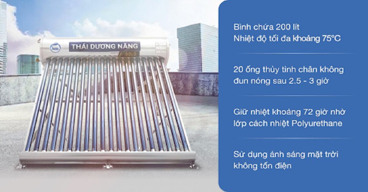 Review máy nước nóng năng lượng mặt trời Sơn Hà 200 lít Nano 58-200