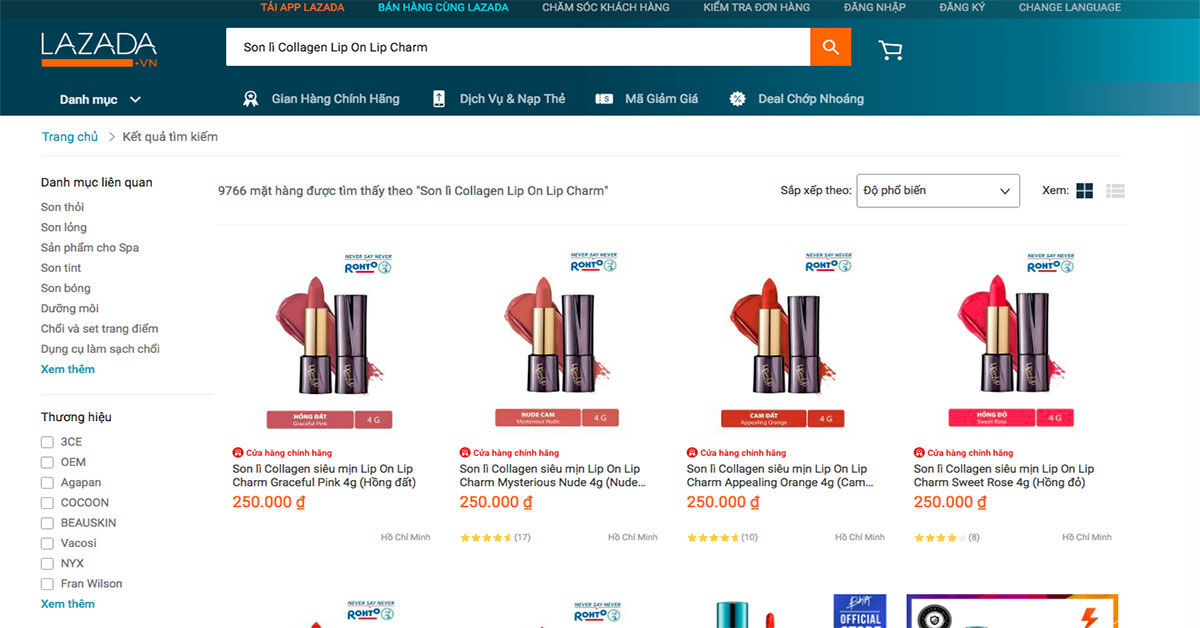 Review Son lì Collagen siêu mịn Lip On Lip Charm từ chương trình đại tiệc lần thứ 6 Lazada