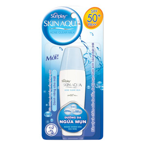 Review sữa chống nắng cho da mụn giá rẻ Sunplay Skin Aqua Acne Clear Milk SPF50+ PA++++