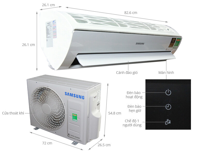 SamSung AR10KVFSBWKNSV có thiết kế tam diện độc đáo giúp tăng cường khả năng làm mát