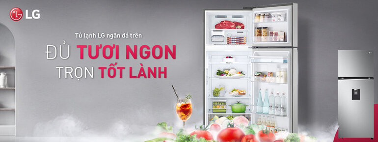 Mẫu tủ lạnh LG đầu tiên là tủ lạnh LG GN-D372PS với thiết kế không quá hào nhoáng