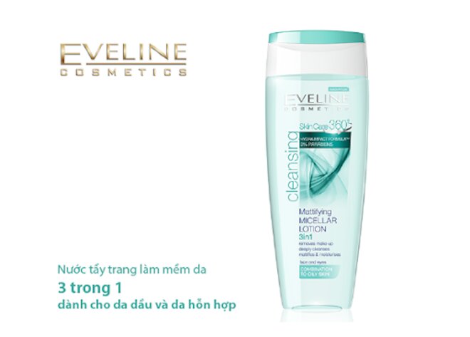 Nước hoa hồng sạch sâu 3 in 1 Eveline Skin Care 360