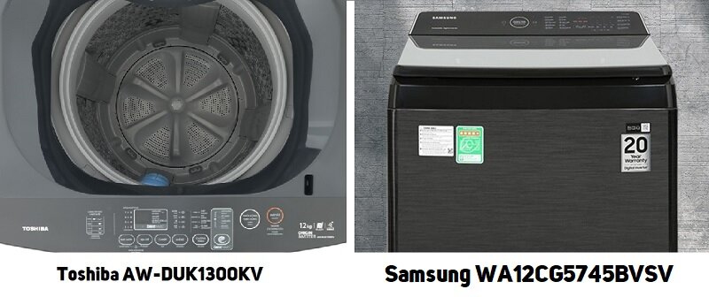 So sánh máy giặt cửa trên 12kg Samsung WA12CG5745BVSV và Toshiba AW-DUK1300KV