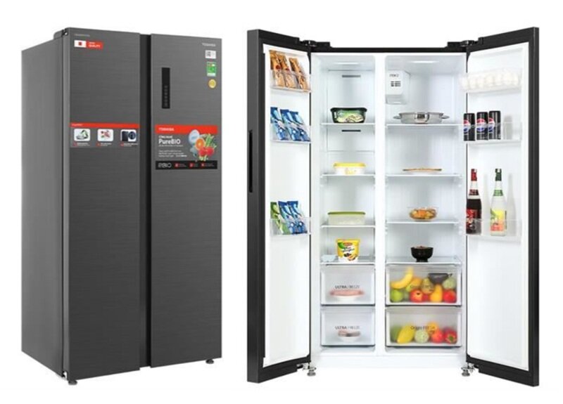 Loạt tủ lạnh Toshiba side by side đang hạ giá sâu, chất Nhật bền bỉ, tiết kiệm điện