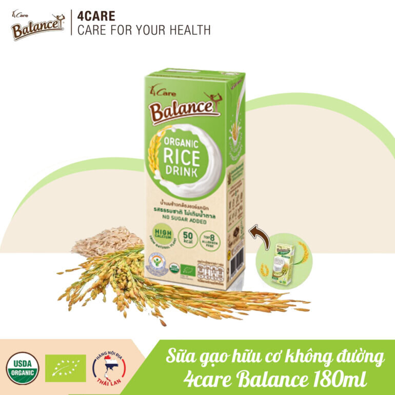 Sữa gạo hữu cơ không đường 4Care Balance Organic