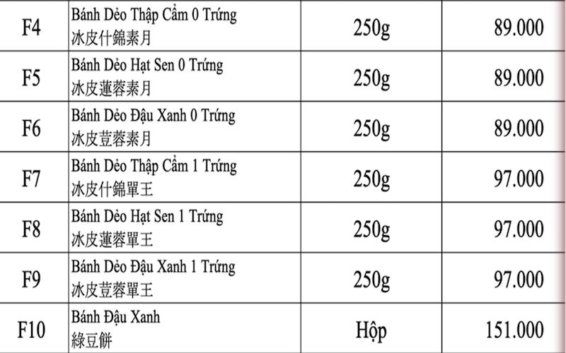 Price of Hy Lam Mon moon cake