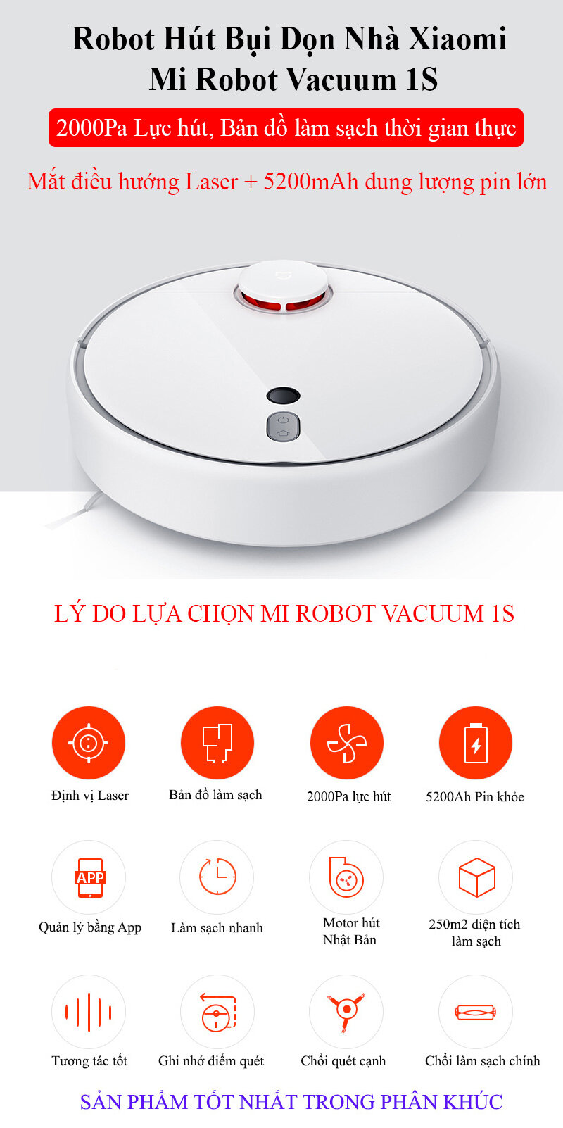 Lí do chọn mua robot hút bụi Xiaomi 1S