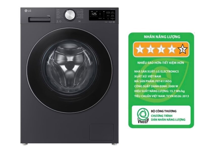 Máy giặt LG 11 kg Inverter FX1411N5G giảm mạnh 7 triệu đồng: Giặt hơi nước, tiết kiệm điện