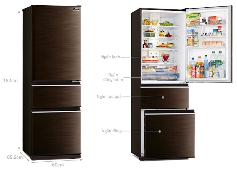 Thiết kế của tủ lạnh 3 cánh Mitsubishi MR-CX46ER