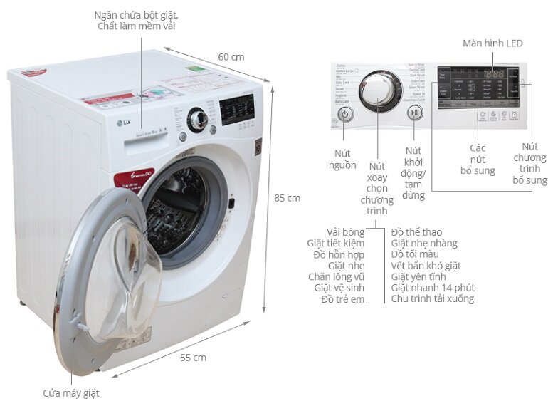 Máy giặt LG 9 kg F1409NPRW