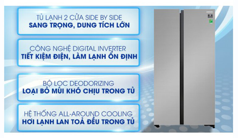 Tủ lạnh Samsung side by side được ứng dụng nhiều công nghệ tiên tiến
