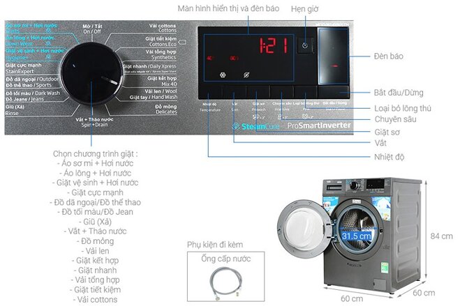 Máy giặt Beko Inverter 10 kg WCV10614XB0STM