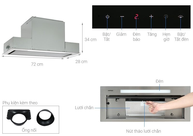 Máy hút mùi Hafele HH-BI72A thiết kế đẳng cấp, tính năng vượt trội