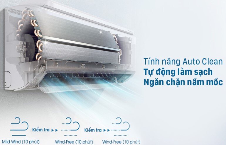 Tính năng Auto Clean – Tự động làm sạch được tích hợp trên điều hòa Samsung AR13CYFAAWKNSV