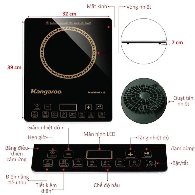 Một số tính năng cơ bản của bếp từ Kangaroo KG415i