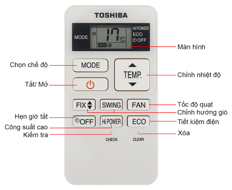 Hướng dẫn điều khiển máy lạnh Toshiba