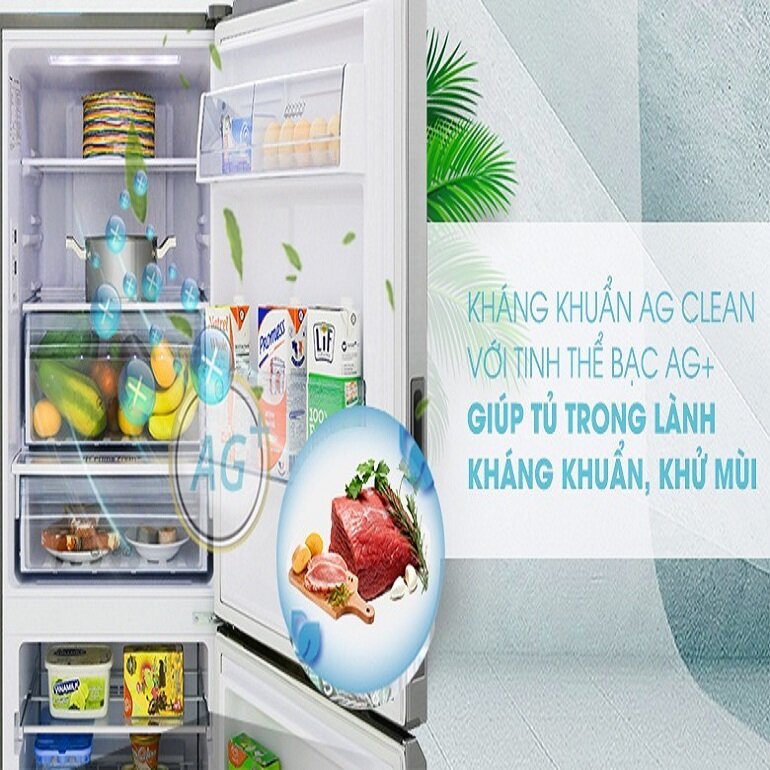 Tủ lạnh Panasonic NR-BV280QSVN được trang bị công nghệ kháng khuẩn Ag Clean với các tinh thể Ag+