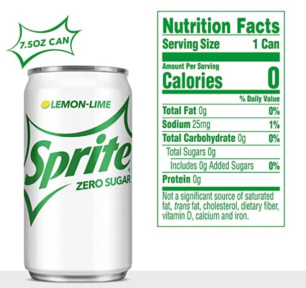 Nước ngọt Spirte Zero Sugar vị chanh - Giá tham khảo: 18.000đ/lon 220ml