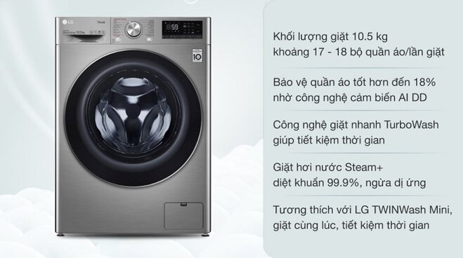 Máy giặt lồng ngang LG 10,5kg