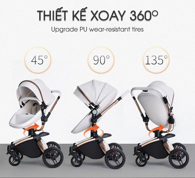 Xe nôi trẻ em Chilux S 360 có thiết kế xoay thuận tiện