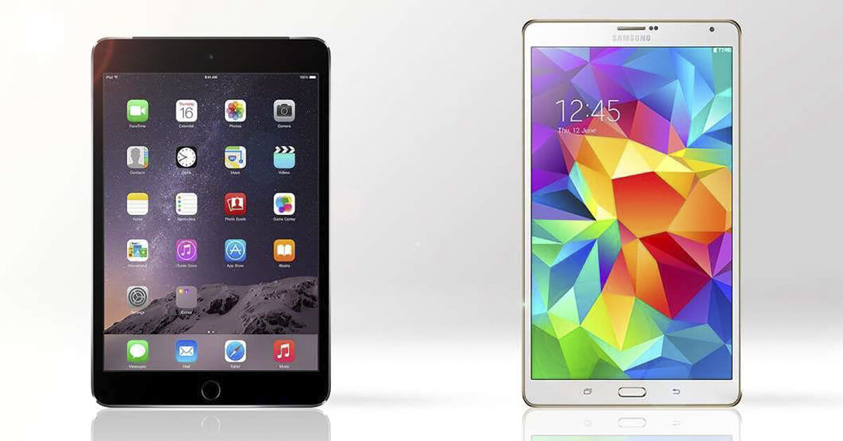 So cấu hình của bộ đôi Galaxy Tab S cùng iPad Air và iPad mini Retina