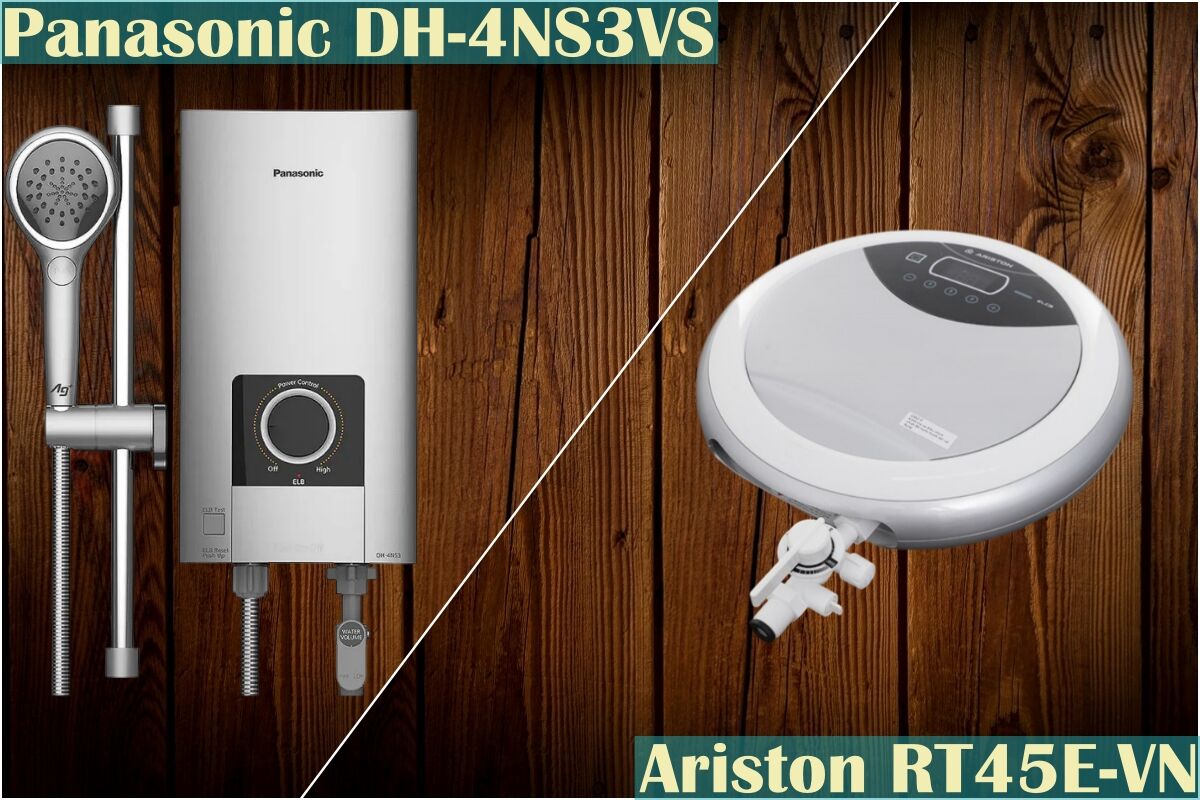 So sánh bình nóng lạnh trực tiếp Panasonic DH-4NS3VS và Ariston RT45E-VN
