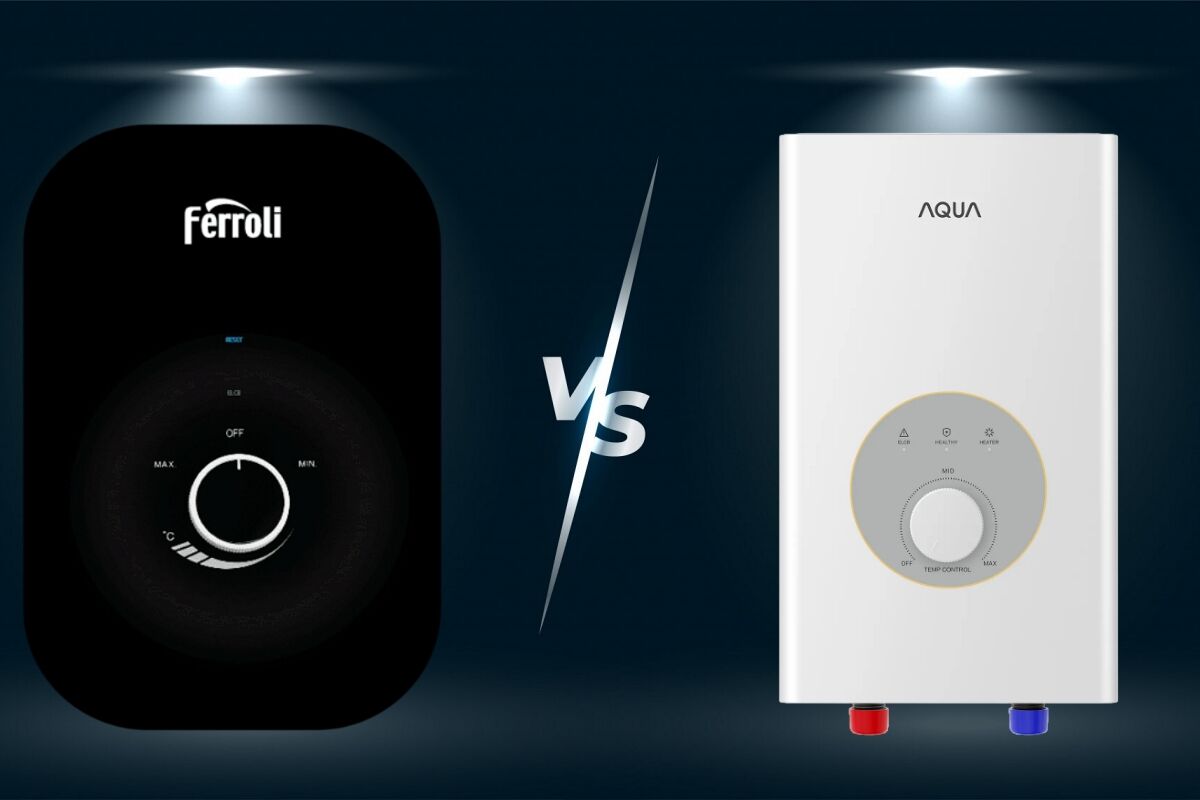 So sánh bình nóng lạnh trực tiếp Ferroli Amore GSN và Aqua AEI35M-F1W(VN)