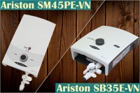 So sánh bình tắm nóng lạnh trực tiếp Ariston SM45PE-VN và Ariston SB35E-VN
